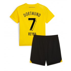 Borussia Dortmund Giovanni Reyna #7 Hemmakläder Barn 2023-24 Kortärmad (+ Korta byxor)